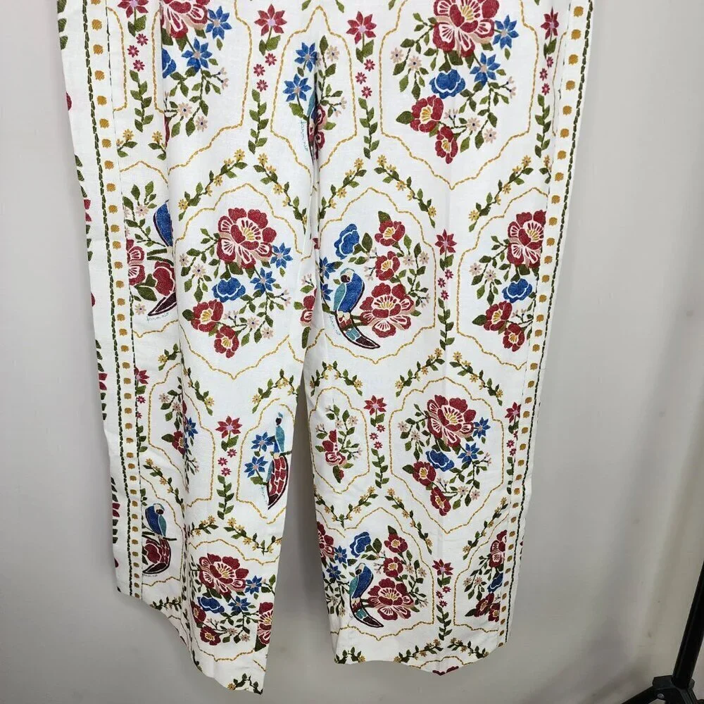 NWT Sezane X Farm Rio Tiago Crop Linen Blend Pant Romantic Garden 42/US Size 10